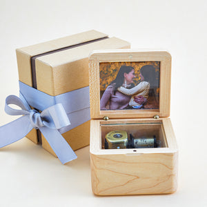 Personalized Wooden Photo Music Box with Engraved Words