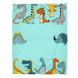 Custom Name Color Dinosaur Cartoon Baby Blanket
