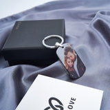 Photo Engraved Tag Key Chain with Engraving Black for Couple