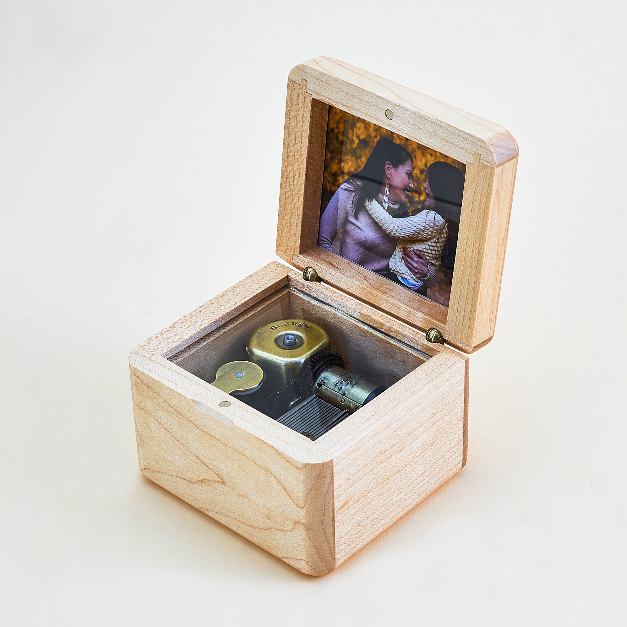 Personalized Wooden Photo Music Box with Engraved Words