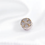 Dangle Round Petal Diamond Photo Necklace Silver