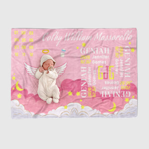 Custom Design Personalized Baby Milestone Name Blanket with Baby's Birthday(Free Shipping Today)