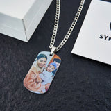 Stainless Steel Engraved Necklace, Personalized Photo Necklace