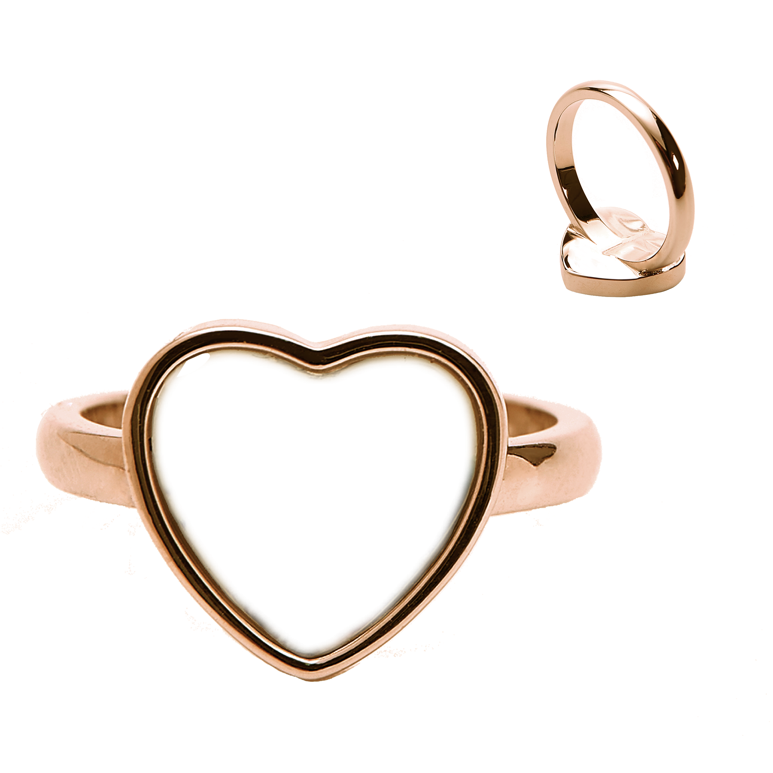 Copper Photo Ring Heart-Shaped, Mother's Gift