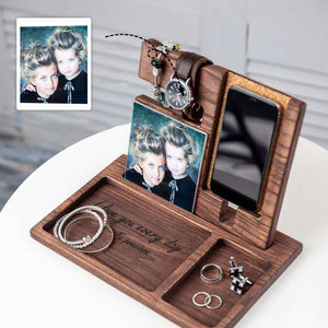 Customized Photo Multiple-functional Wood Phone Docking Station