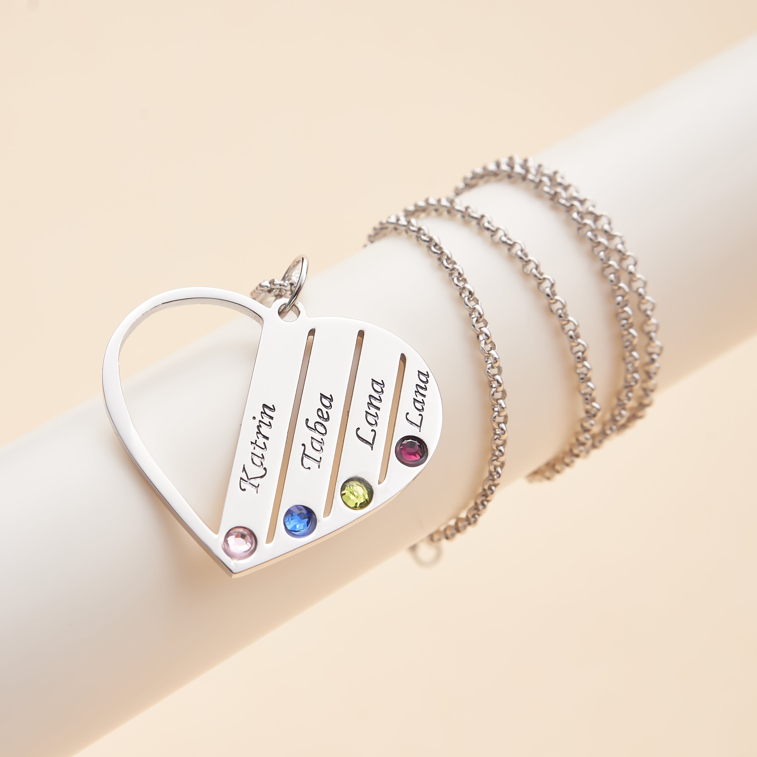 Heart Family Personalized Name Necklace 4 Names