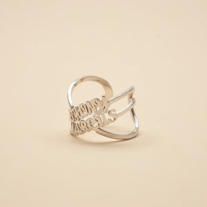 925 Silver Two name customized ring