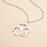 Lucky Clover Personalized Family Name Neckalce 3 Names with birthstones
