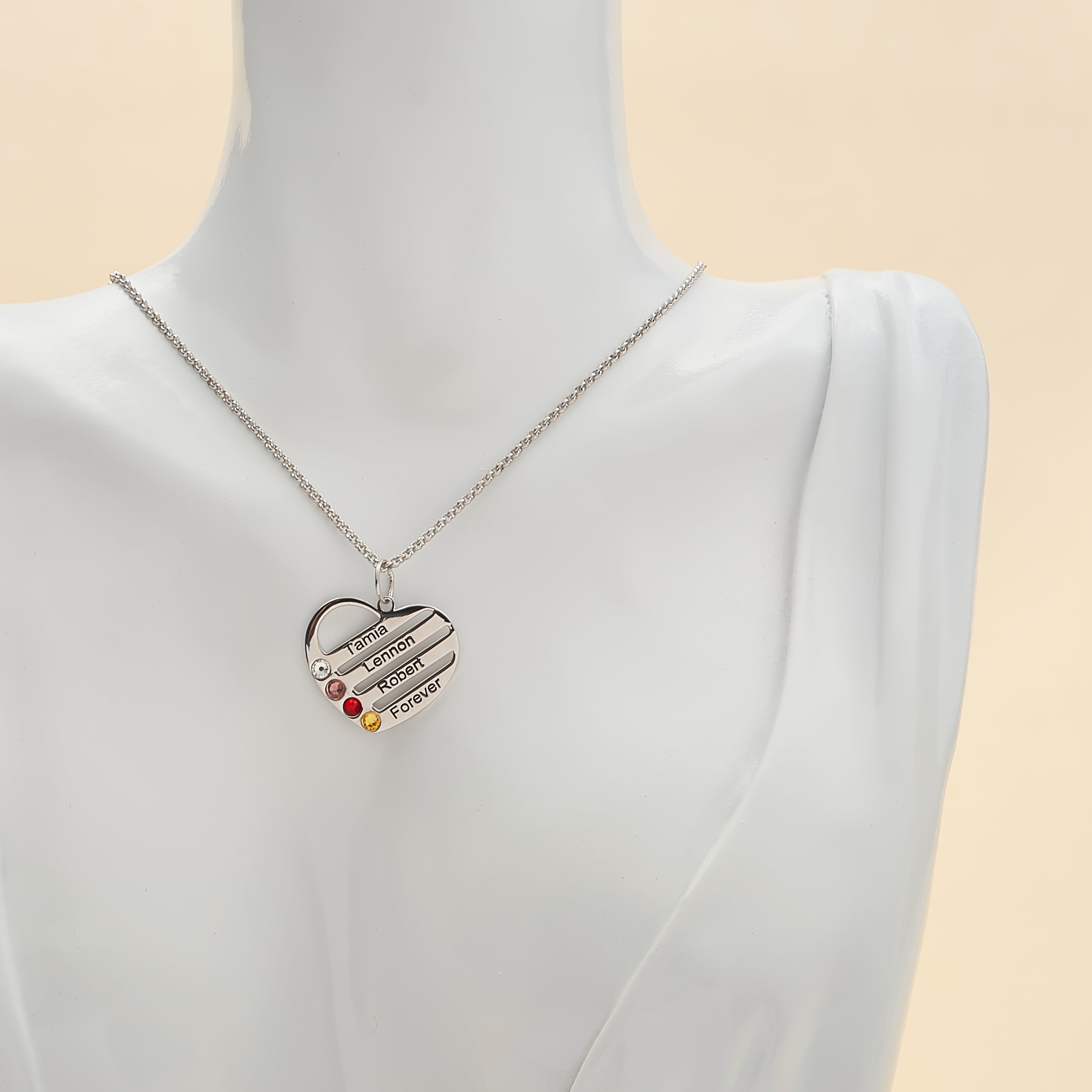 Personalized Birthstone With Engraving Heart Necklace