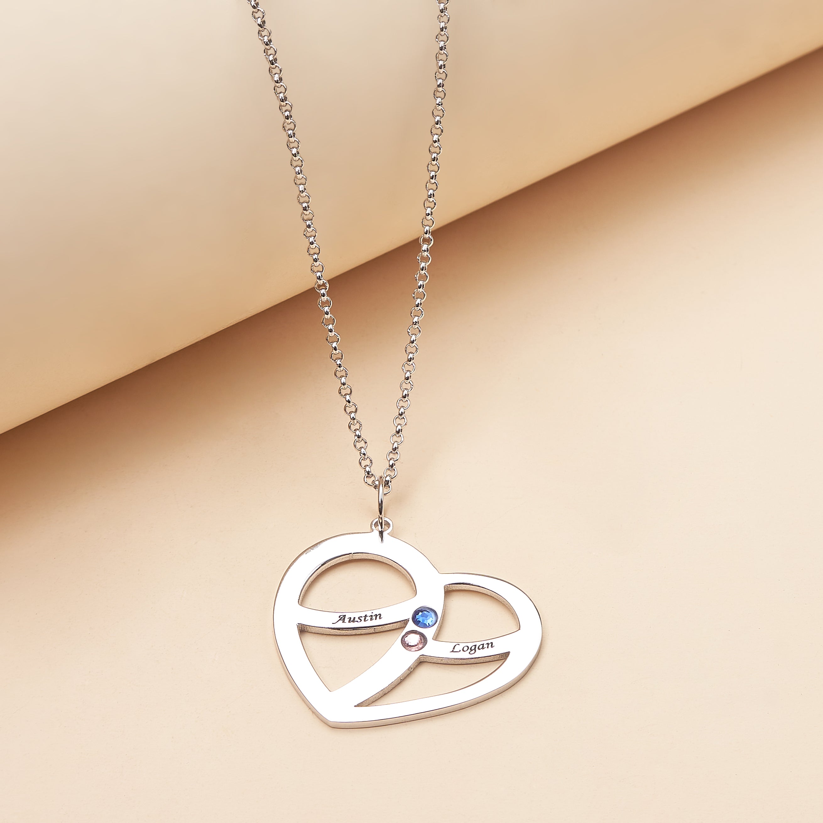 Personalized Heart shaped Two Name Necklace