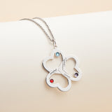 Lucky Clover Personalized Family Name Neckalce 3 Names with birthstones