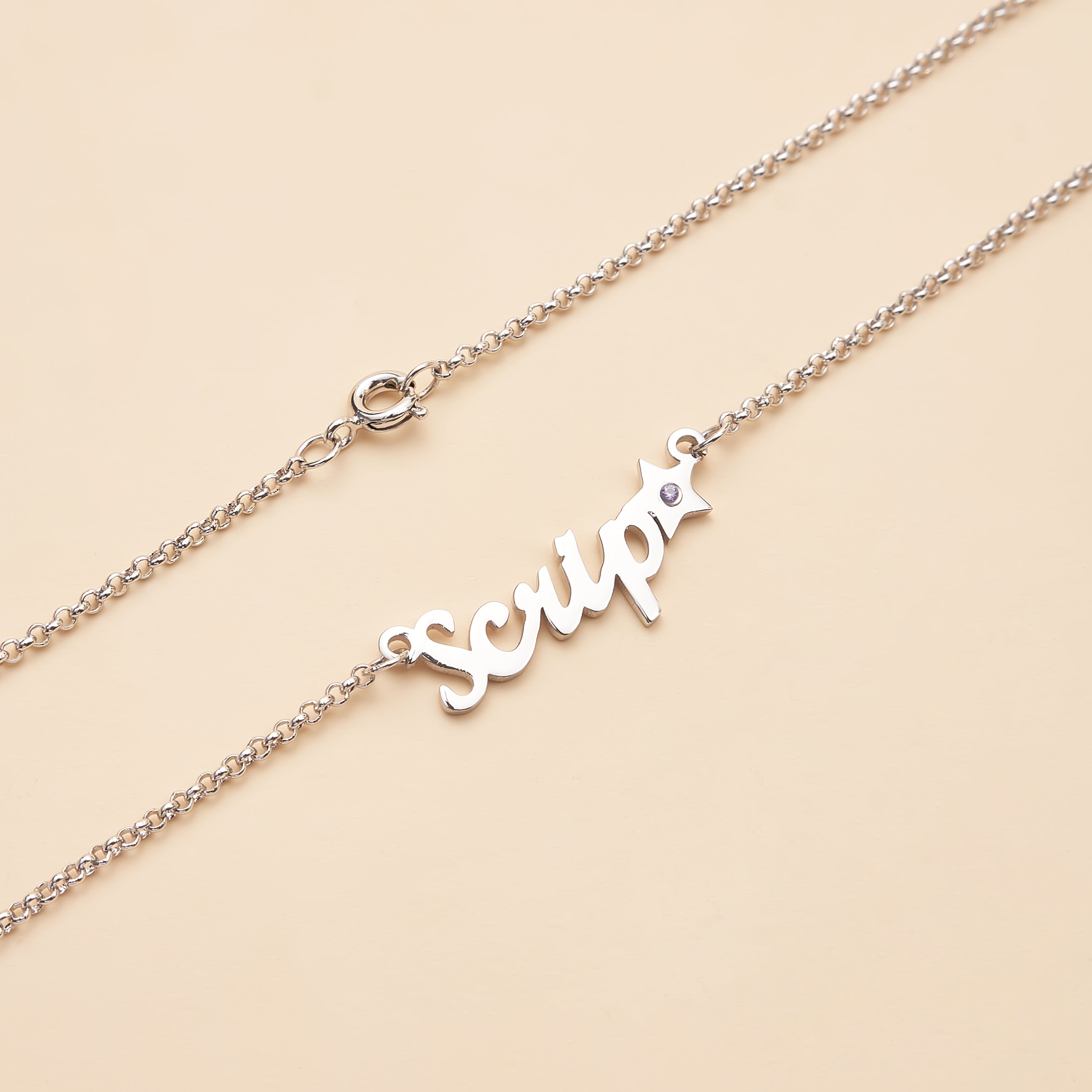 Star Personalized Name Necklace with Birthstone