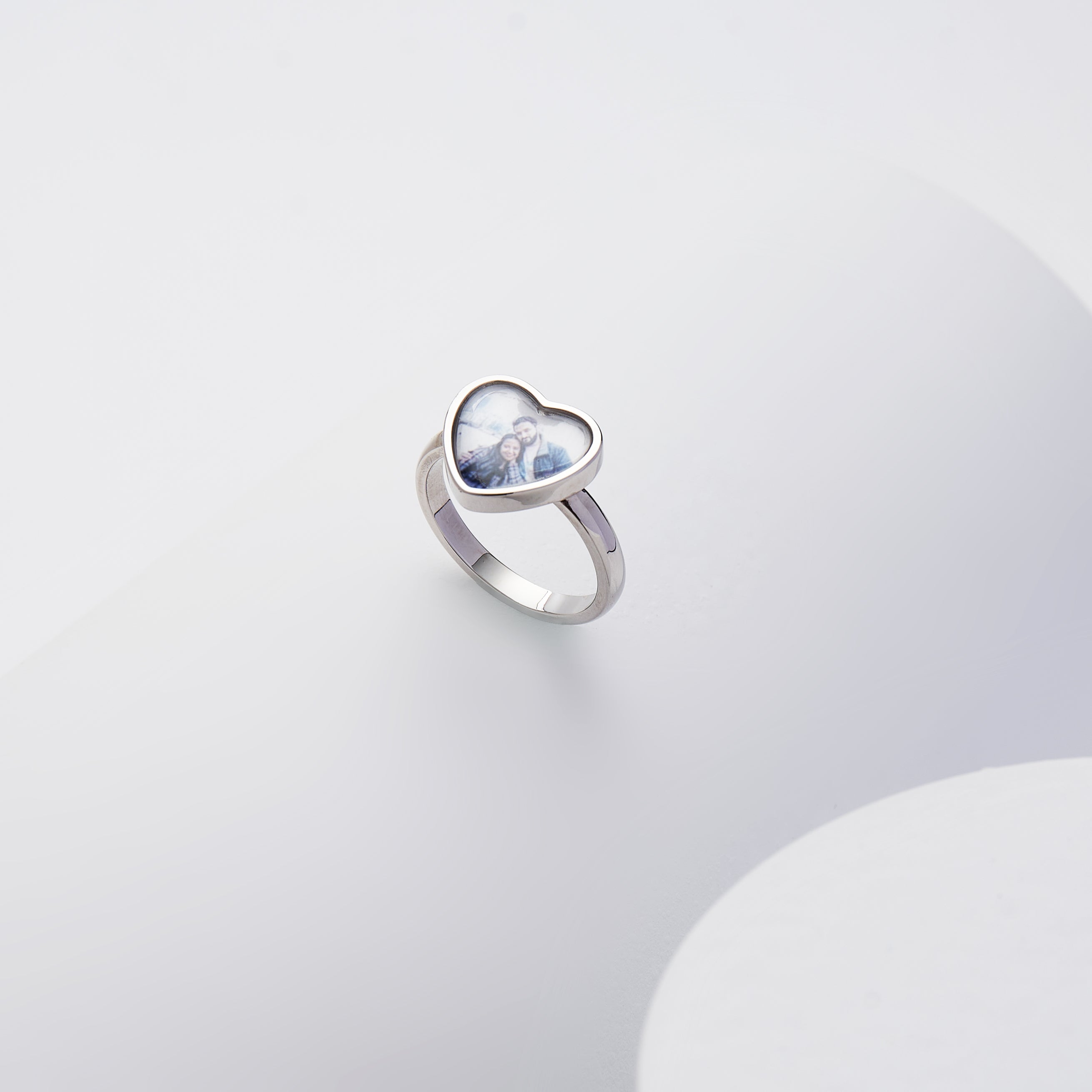 925 Silver Photo Ring Heart-Shaped, Mother's Gift