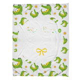 Custom Green  Dinosaur Cartoon Baby Blanket