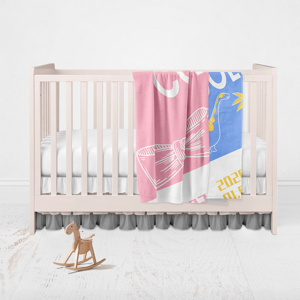 Custom Design Dinosaur/Bowtie Personalized Baby Name Blanket With Baby's Birthday