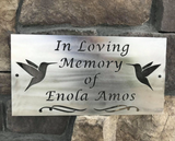 Custom "In Loving Memory" Metal Sign-Hummingbird Accented Grave Marker