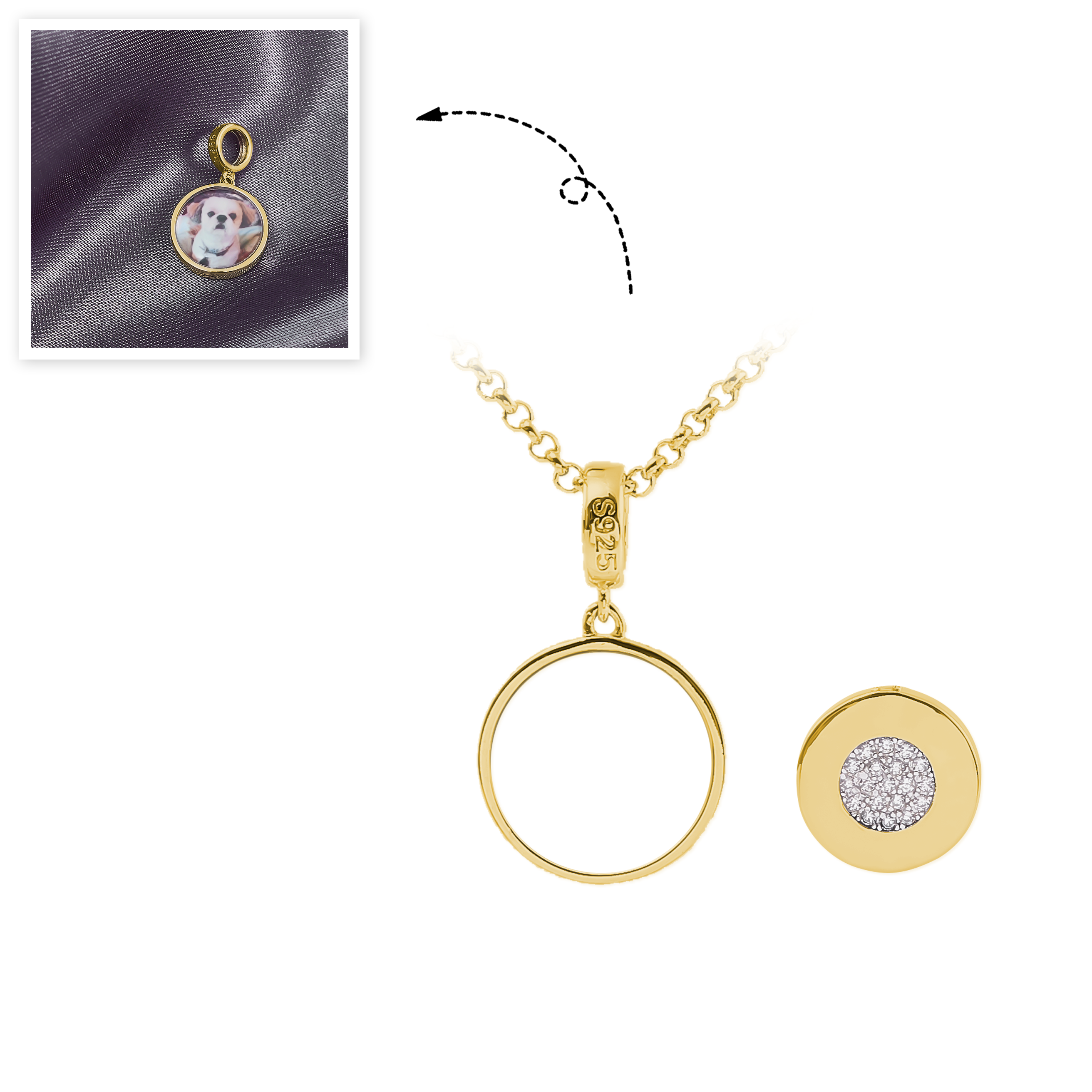 Engraved Round Tag Photo Necklace