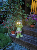 “The Frog Explorer” Lawn Ornament Solar Garden Statue - 17 inch tall(Free Shipping Today!)