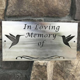Custom "In Loving Memory" Metal Sign-Hummingbird Accented Grave Marker